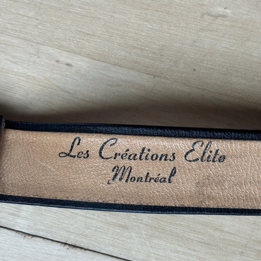 Les Creations Elite Black‎ Genuine Leather Belt Size 30 Metal Buckle 80s Retro - Picture 3 of 10